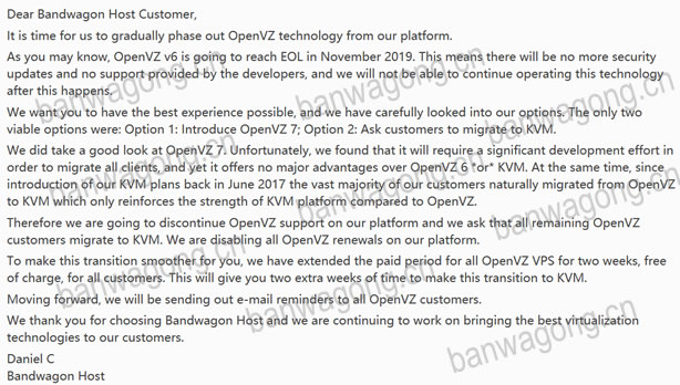 搬瓦工OpenVZ停售通知