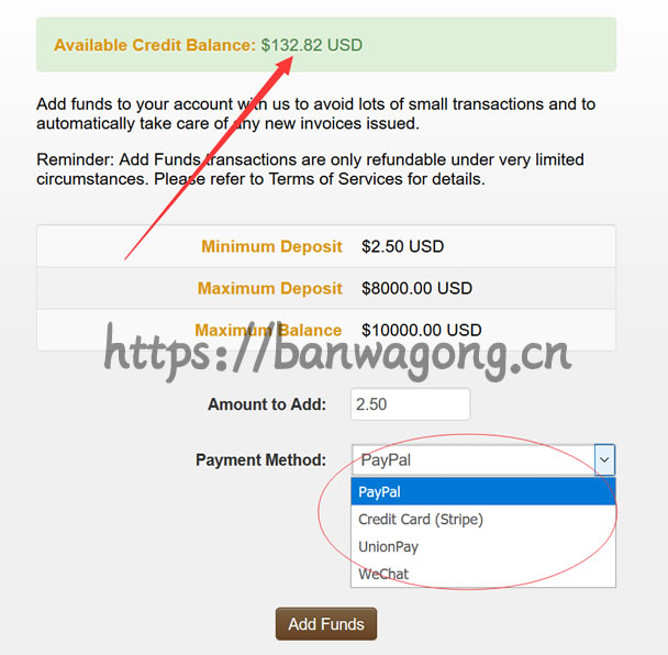 搬瓦工账户余额