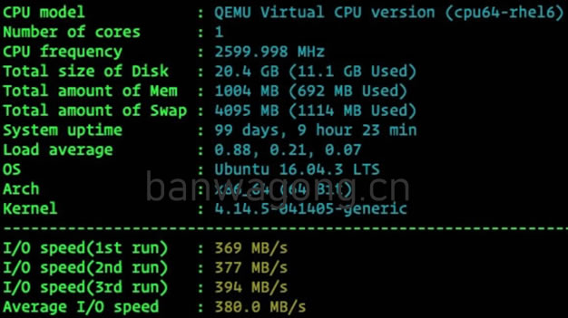 搬瓦工香港PCCW配置信息