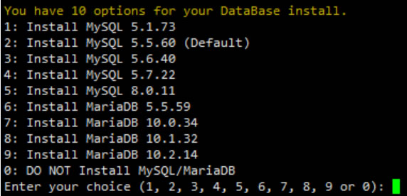 LNMP选择数据库版本