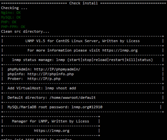 LNMP安装完成