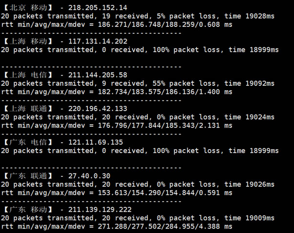 洛杉矶QNET国内节点路由测试